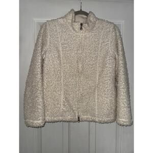 J. Jill Fuzzy Full-Zip with Pockets Cozy Teddy Bear jacket - sz PETITE small